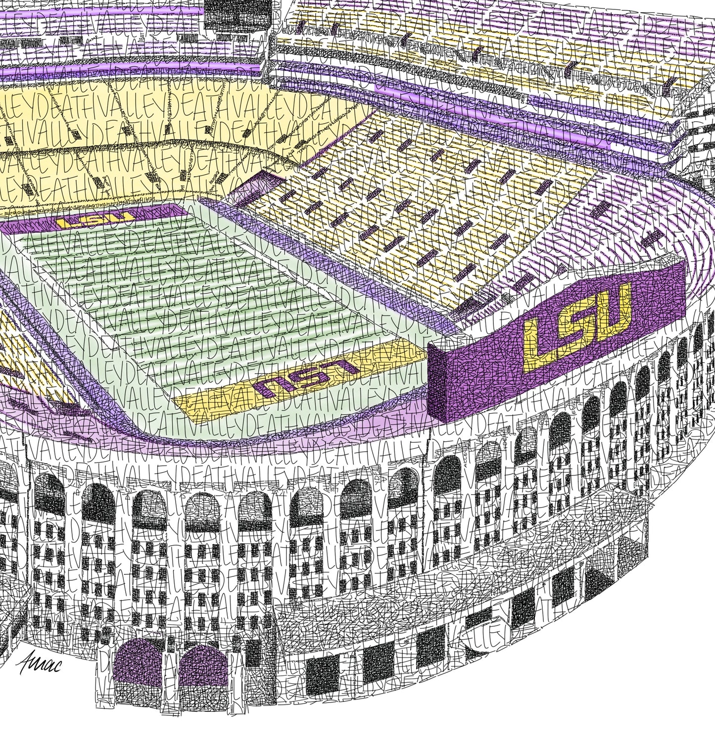 LSU Tiger Stadium “DEATH VALLEY” Print