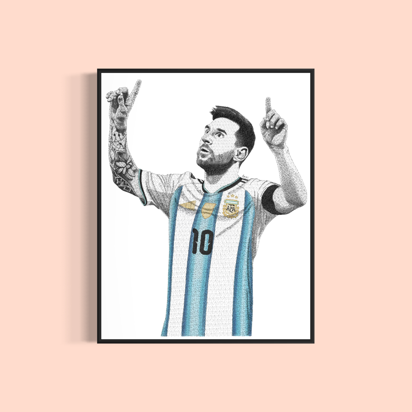 Lionel Messi hand-drawn from his number 10, 2026 World Cup edition, by Studio Amac